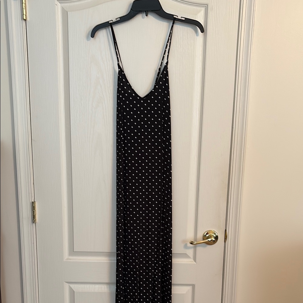Elegant Black Polka Dot Maxi Dress